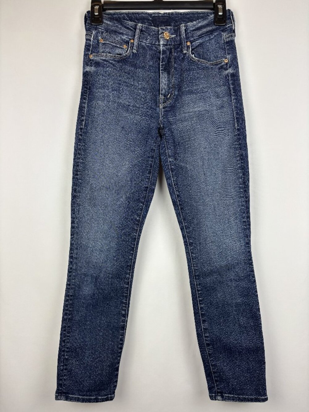 Mother The Looker Crop Jeans Medium Blue Denim Wash Slim Soft Shaping Stretch